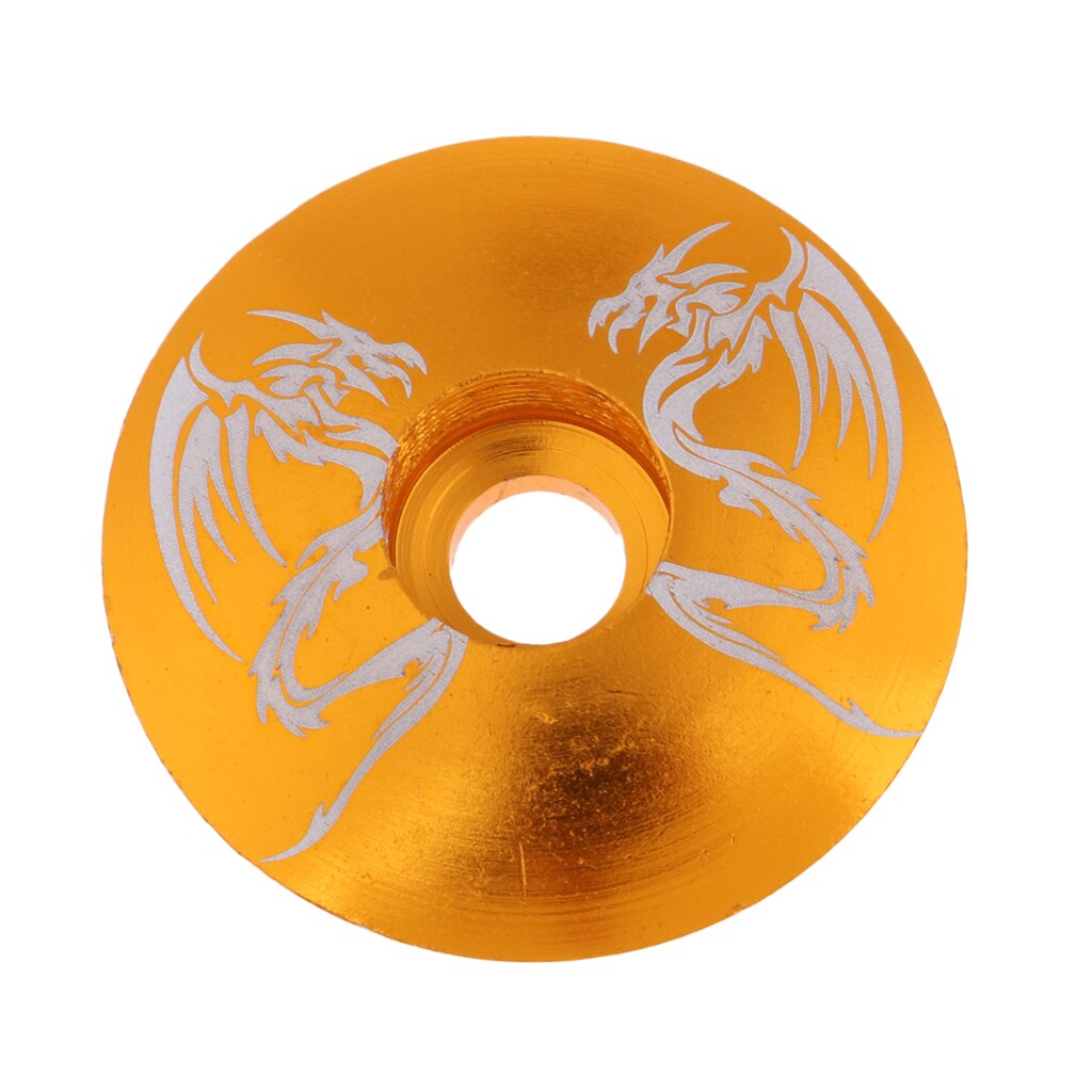 Premium aluminiumslegering mtb landevejscykel frempind headset top cap cover dele tilbehør - forskellige farver: Gulddrage