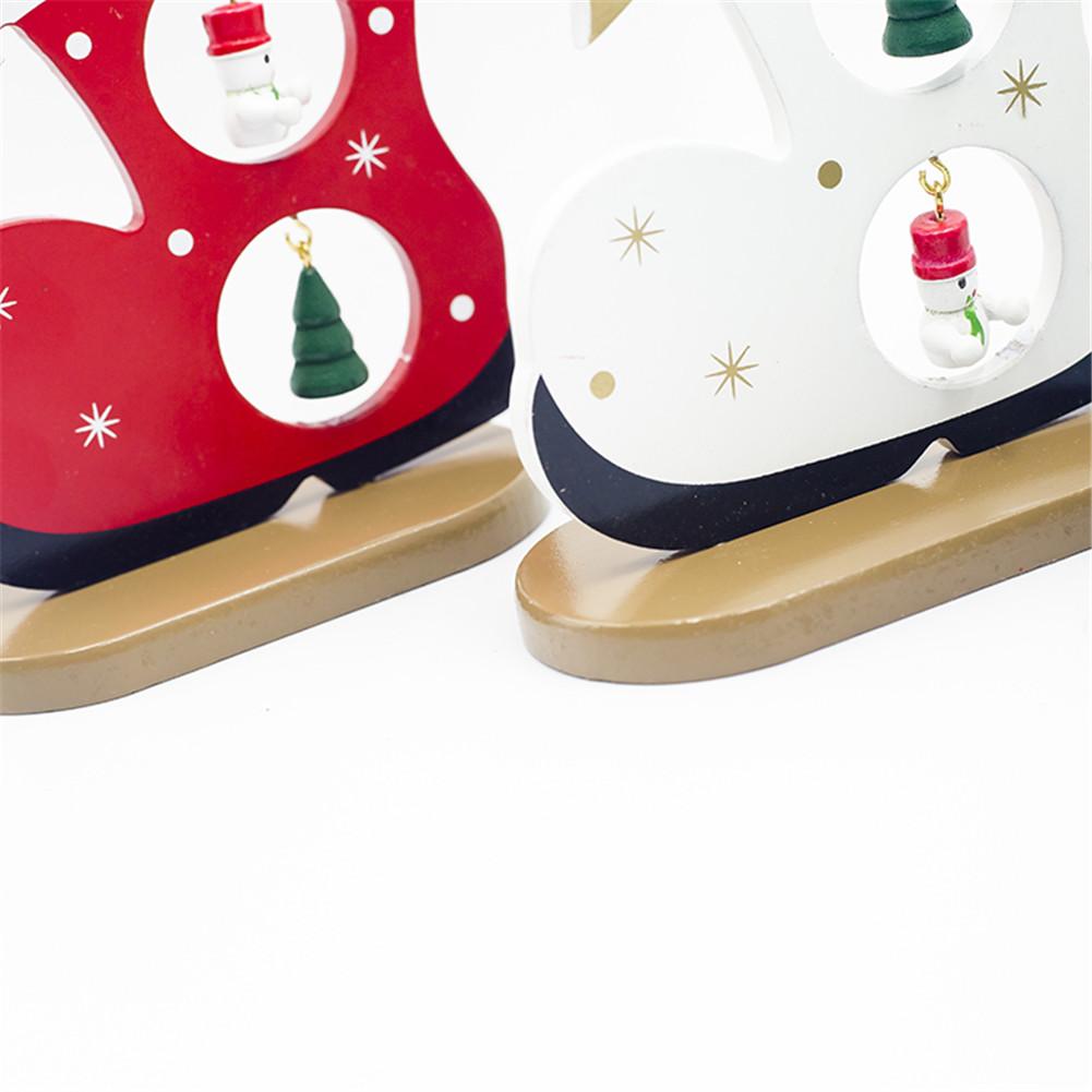 Christmas Wooden Painted Snow Boots Santa Claus Desktop Decoration Trinkets Ornaments