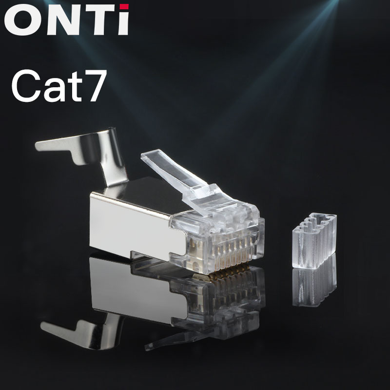 RJ45 Connector Network Cable Connector 10/50/100pcs Cat6a Cat7 RJ45 plug shielded FTP 8P8C Network Crimp Connectors