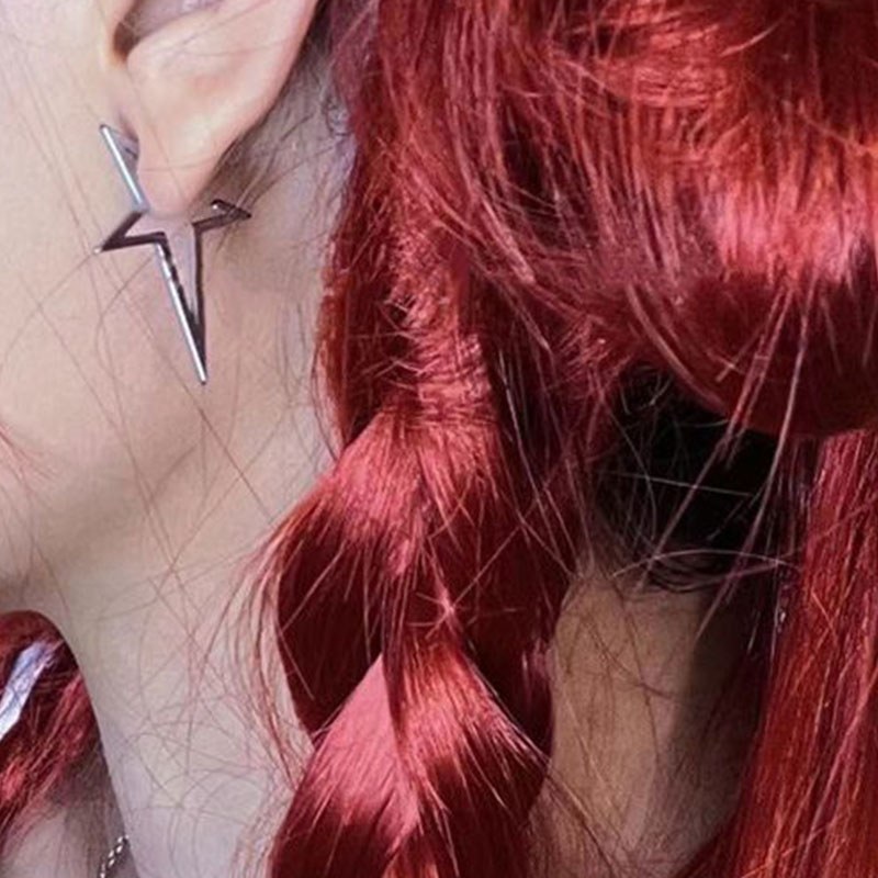 Pendiente de estrella grande Punk Harajuku para mujer, pendiente con pentagrama de Metal alienígena ahuecado Irregular, joyería Y2K de tendencia para chica guay,