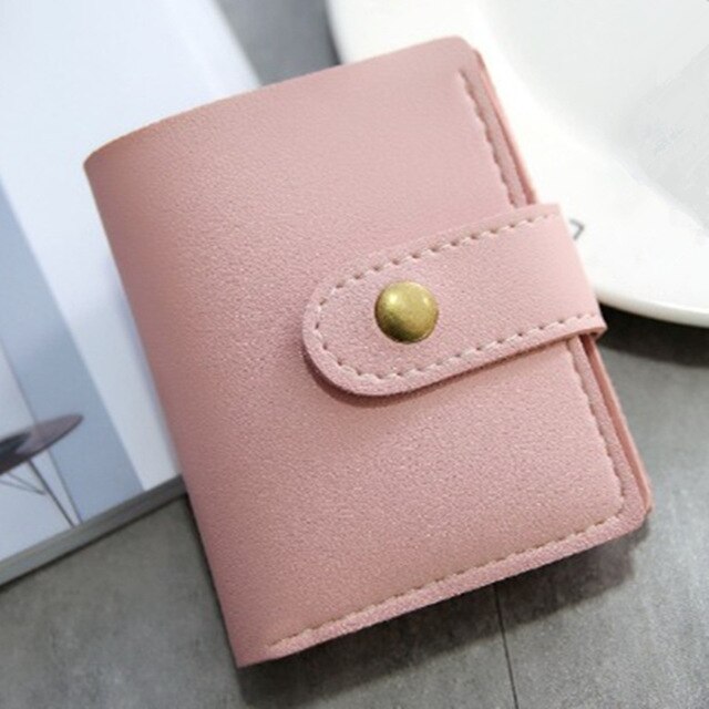 cuir PU femmes portefeuille fermeture éclair moraillon creux dame court sac à main feuille rétro portefeuille Photo porte-carte sac: Light Pink