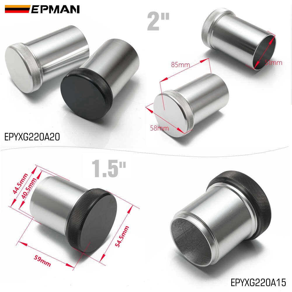 EPMAN Billet Aluminium Weld On Filler Neck + Cap 2"/1.5" Weld On Fuel Water Overflow Tank Splash Bowl, Fuel Tank Etc. EPYXG220