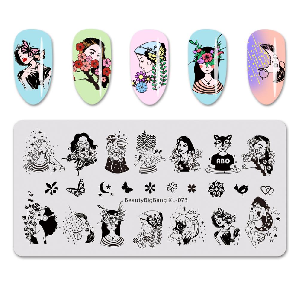 BeautyBigBang Stamping Plates 6*12cm Summer Flower Butterfly Nail Mold Accessories Plate Rectangle Nail Art Template BBB XL-011: 73