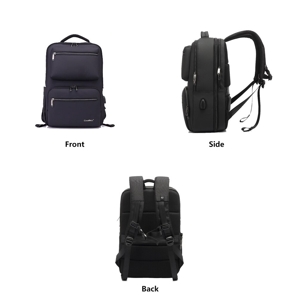 IKE MARTI Men's Backpack USB Rechargeable Waterproof Business Laptop Computer Backpack Black Travel Anti Theft Backpack