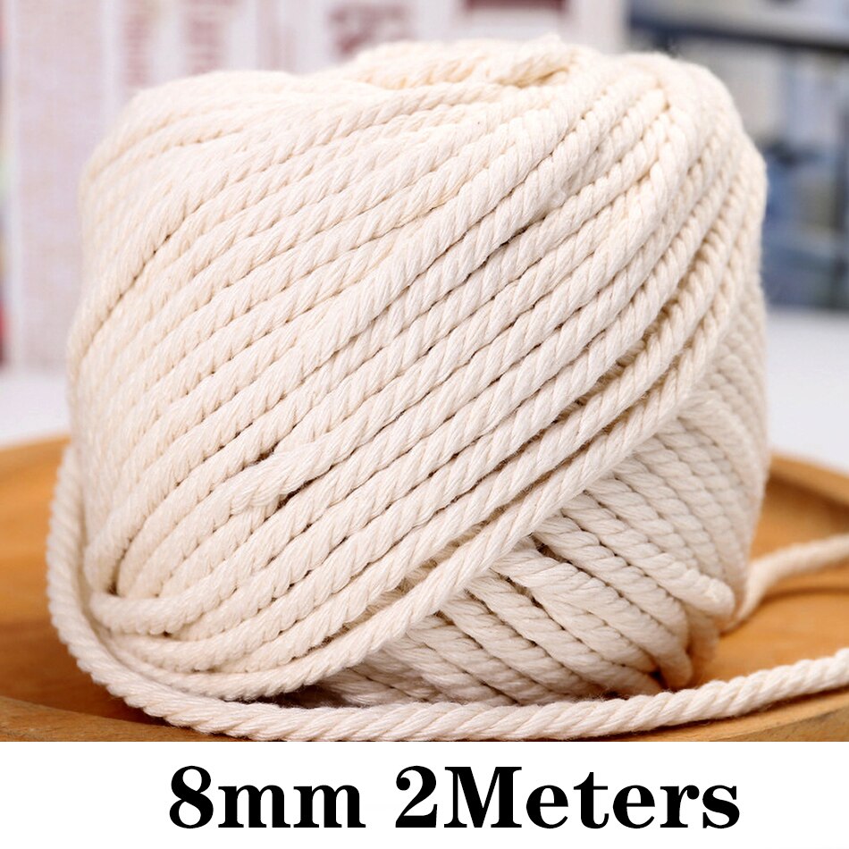 Macrame Cord Wall Hangings Cotton Rope Twine String Ribbon Crafts DIY Dream Catchers 1/2/3/4/5/6/8/10mm Handwork Home Decoration: White 8mm 2Meters