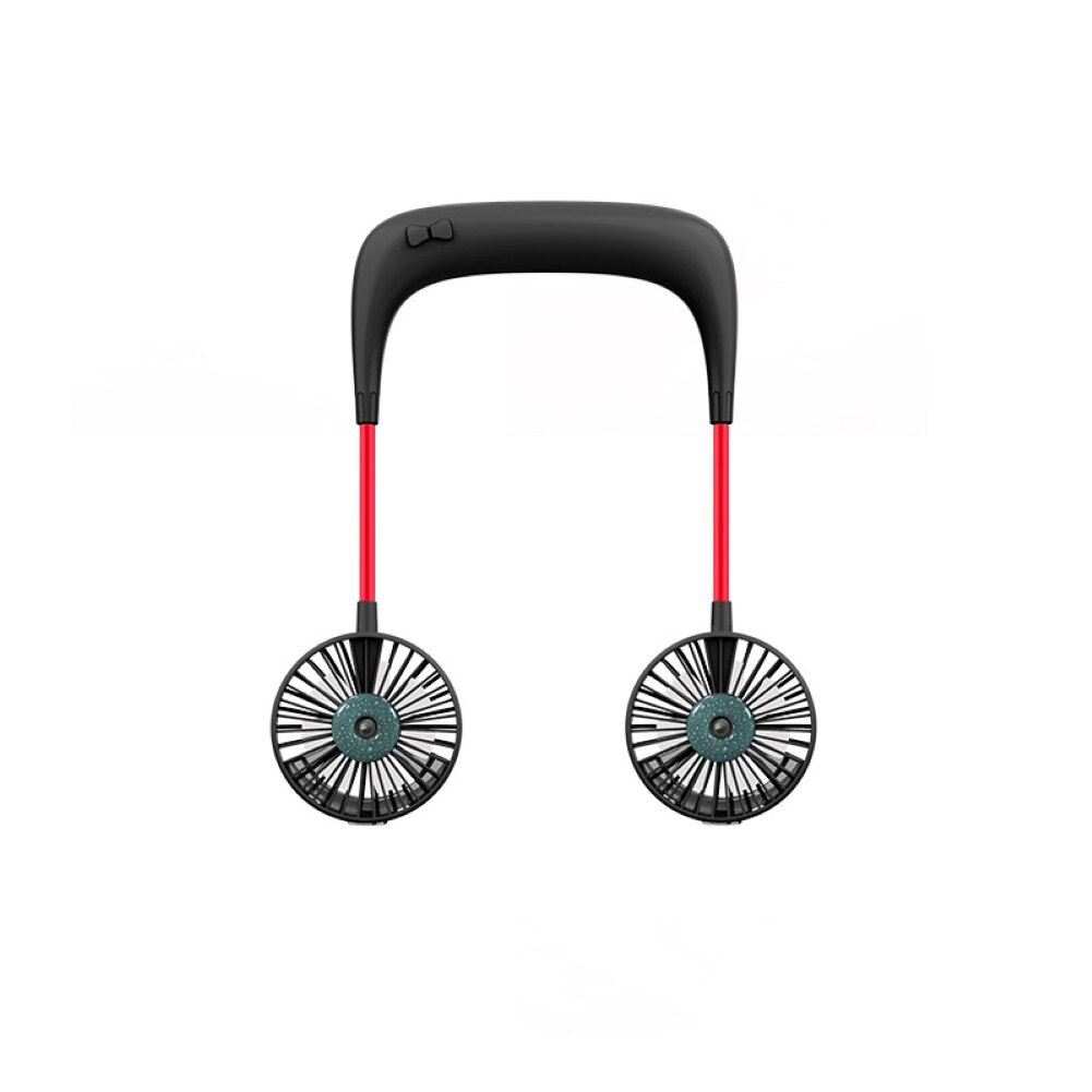 Portable Mini Flexible USB Rechargeable Hanging Neck Sports Cooling Spray Fan: Black
