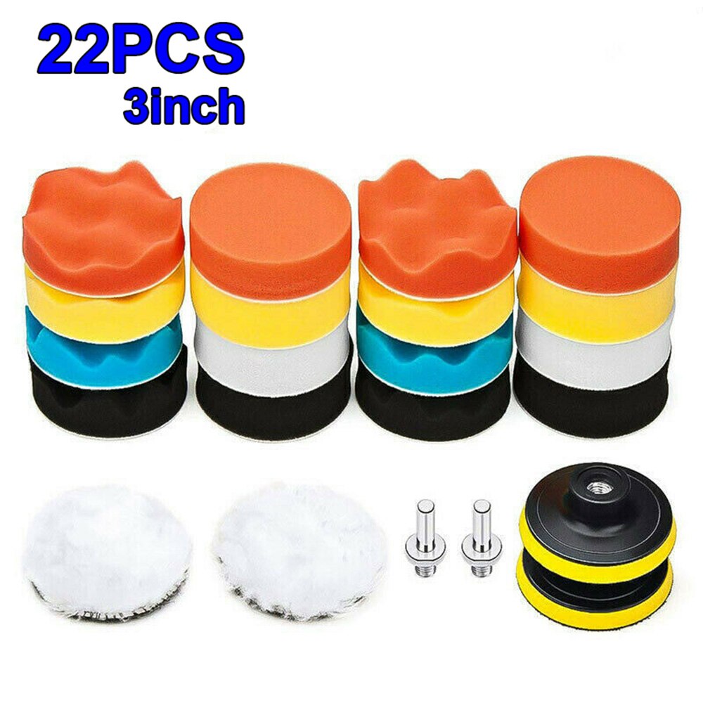 22pcs 3Inch Polishing Waxing Pads For Pneumatic Electric Polishing Machines Car Polisher Detail Polishing