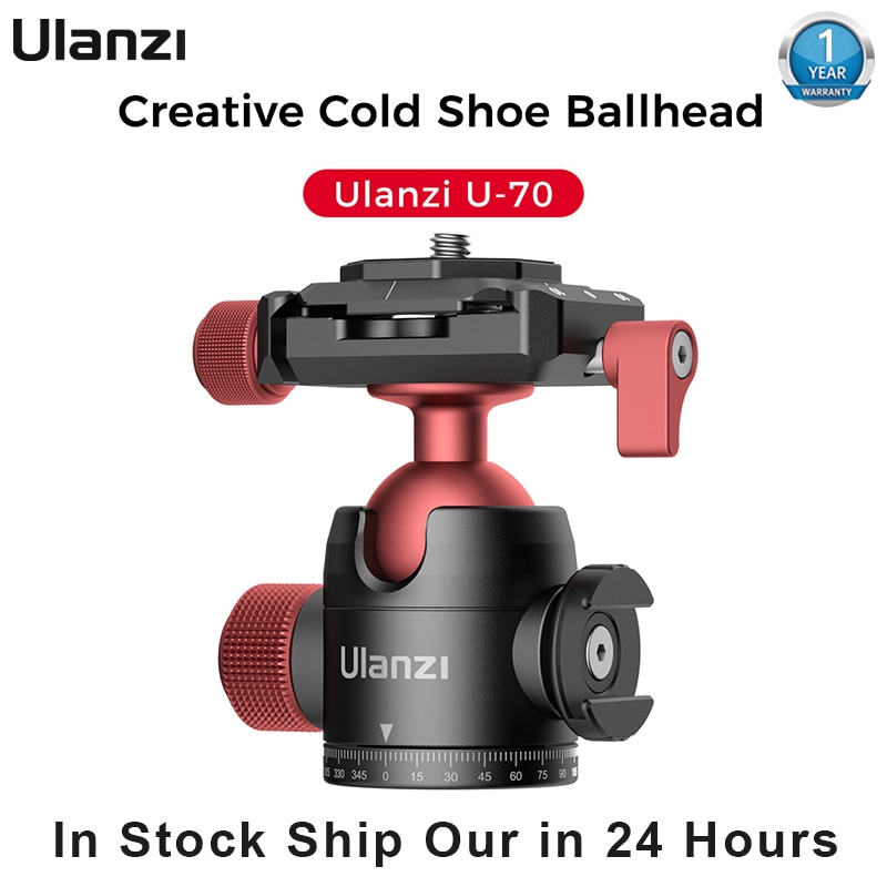 Ulanzi-Mini cabezal de bola de Metal para fotografía soporte esférico de doble zapata fría inclinable, cabezal de trípode, cabezal de trípode Vlog, accesorios de fotografía