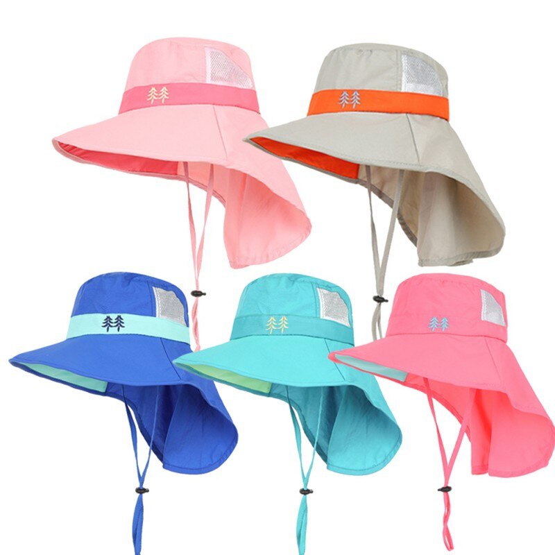 Kinderen Zonnehoed Kinderen Brede Rand Zomer Strand Hoed Meisjes Outdoor Reizen Emmer Cap Casual Visser Caps Sportkleding Accessoires