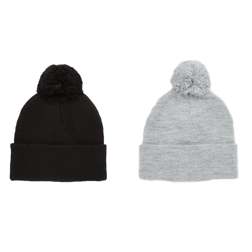 Vrouwen Man Casual Breien Warm Hoeden Winter Skull Caps Met Haar Bal 2 Kleuren