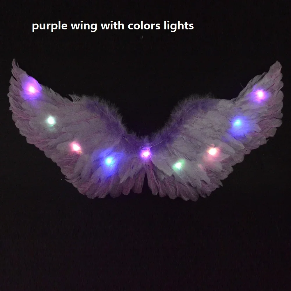 Princess Women Kids LED Glow Light Angel Feather Wing Fairy Girls Props Party Costume Wedding Decoration Christmas Halloween