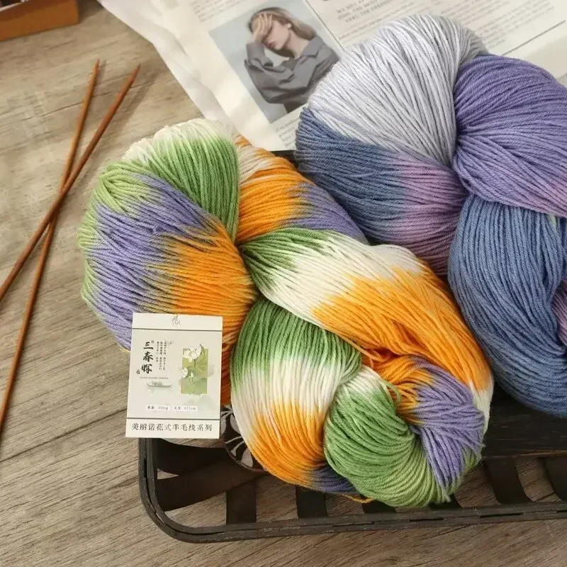 250 g 4-lagiges Garn, 100 % Wollgarn, großes Fassungsvermögen, Farbverlaufs-Kuchengarn, Häkelprodukte, um DIY-Puppenpullover, Kleidung zu machen