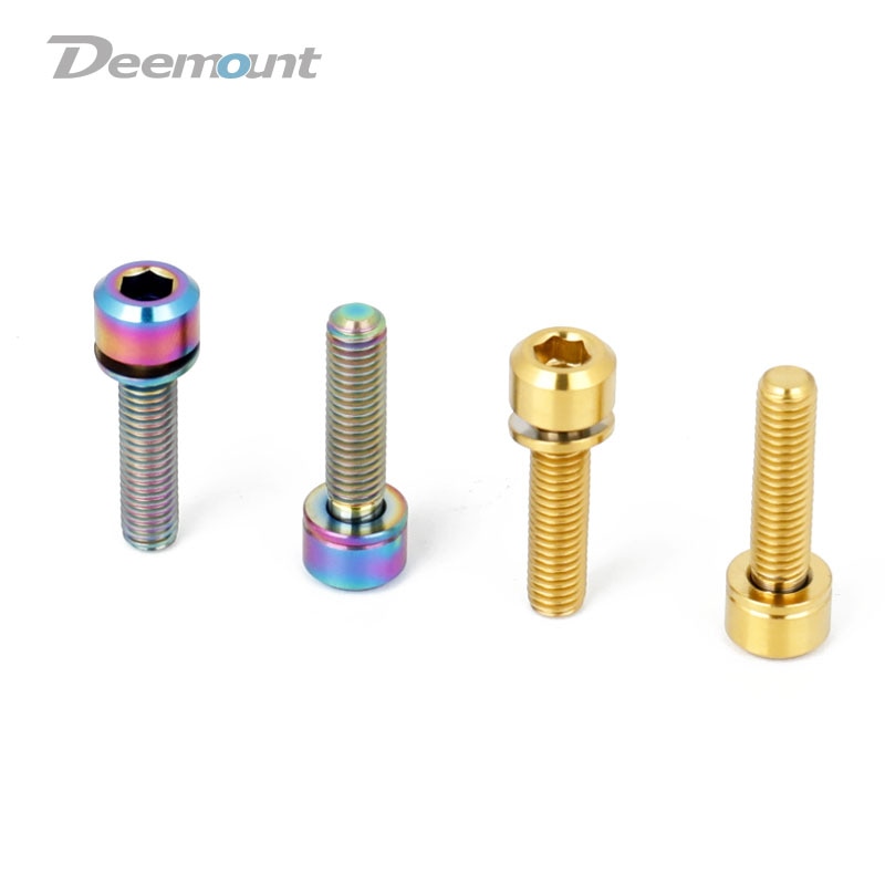 Deemount 6 pz/lotto di Titanio TC4 Bulloni M5x18 Esagonale Testa W/Rondella per Stelo cambio Morsetto del Reggisella Ti Vite Bicicletta parti di fissaggio