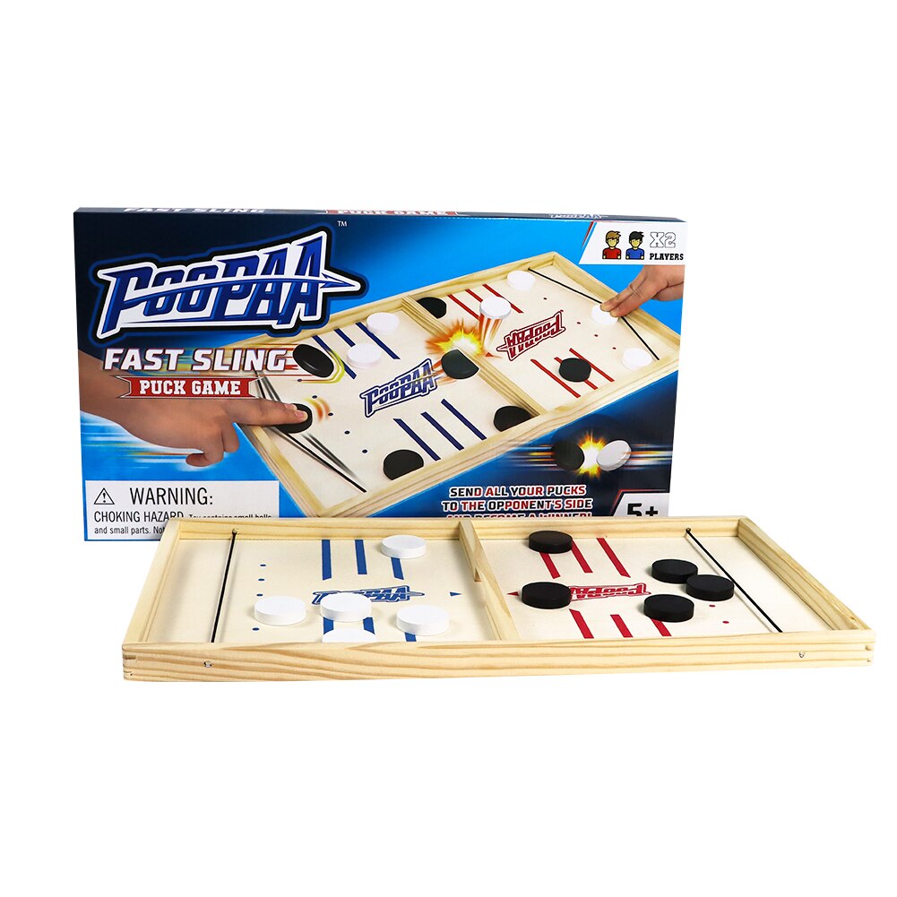 Fast Sling Puck Game Wooden Sling Hockey Board Game for Adults and Kids