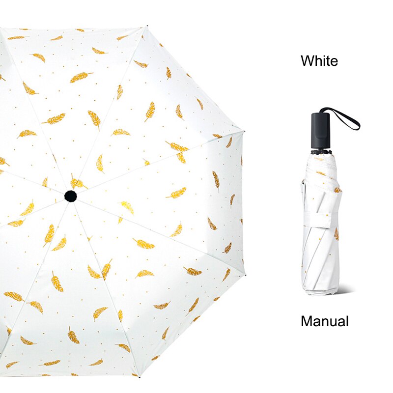 Som regn automatisk foldbar paraply regn kvinde vindtæt børns paraply til regn og sol anti uv parasol uby 04: Manuel hvid