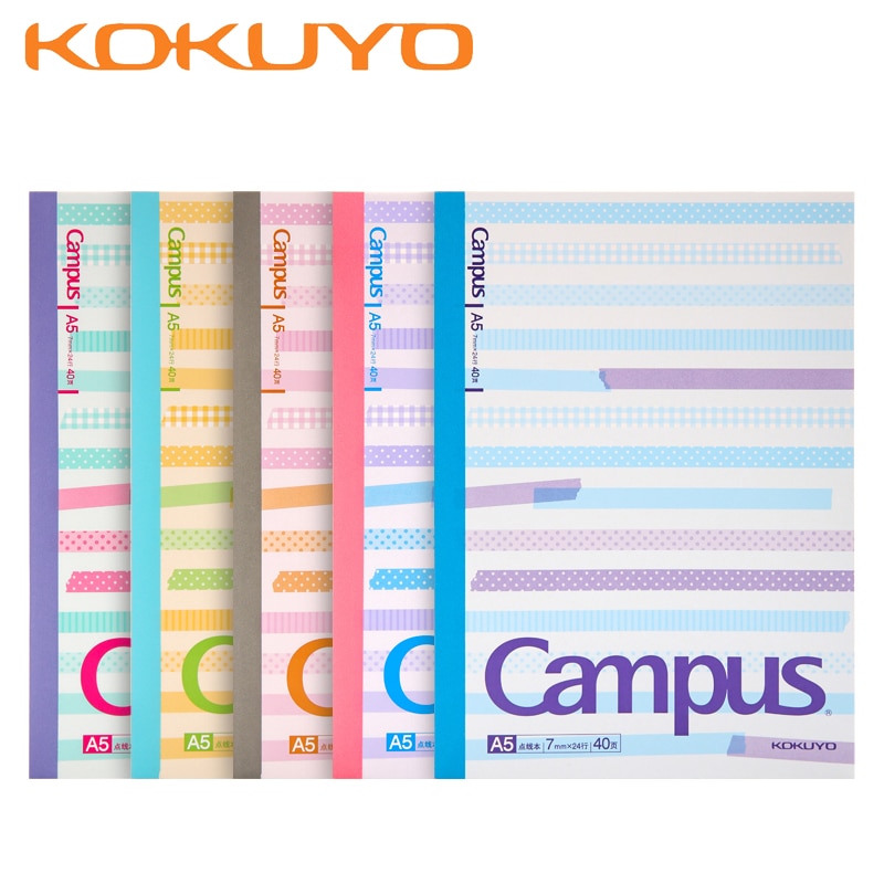 5pcs KOKUYO Campus Notebook Dongda Point Line Book Student Notebook Stationery Notepad Soft Surface Diary Simple A5/B5 40Sheets
