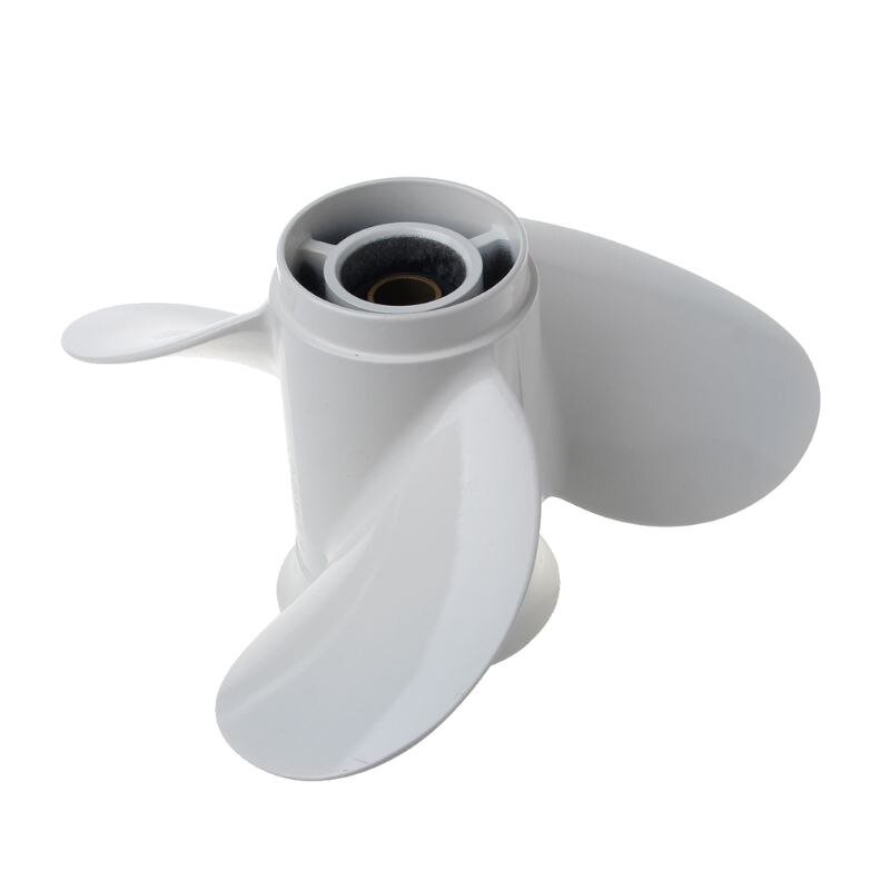 Båd påhængsmotor propel 9 1/4 x 10 aluminiumslegering til yamaha 9.9-15hp hvide 3 knive 8 spline tand