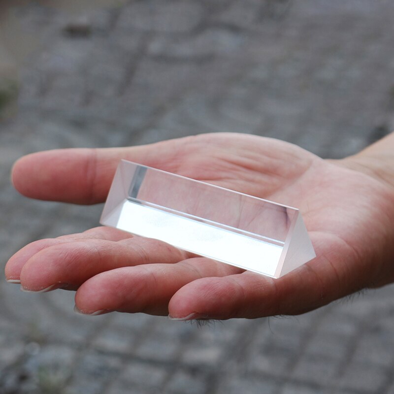 25x25x80mm Triangular Prism Optical Prisms Glass Physics Teaching Refracted Light Spectrum Rainbow Children Students