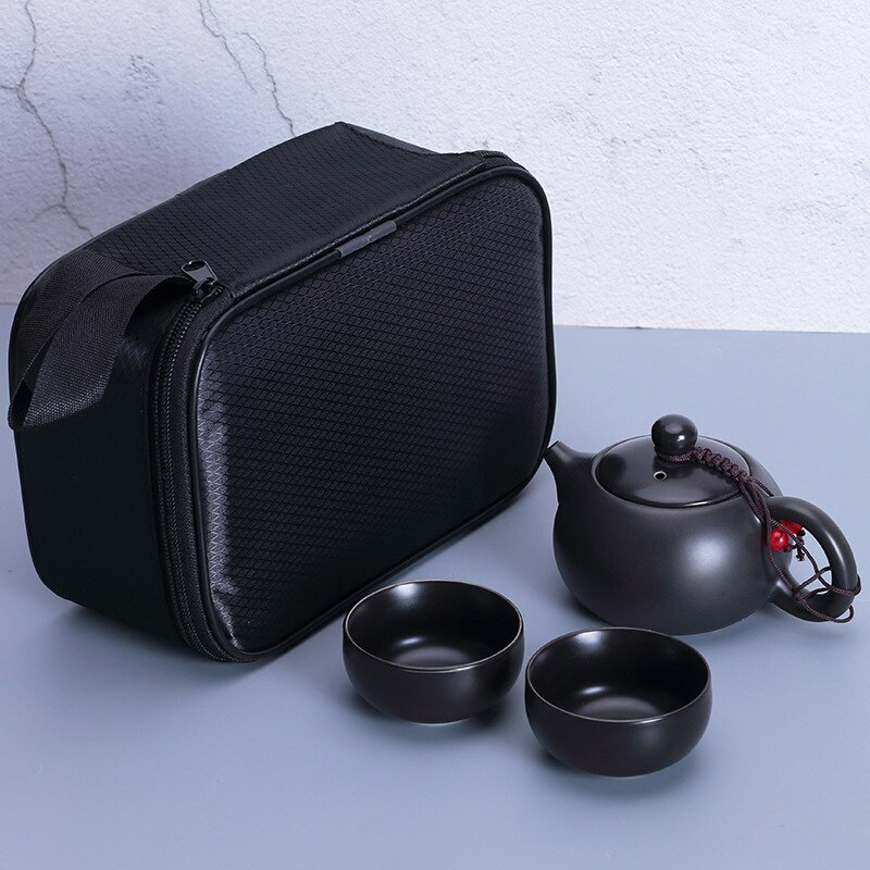 Untioor Keramische Theepot Outdoor Reizen Kung Fu Theepot Zak Reizen Set Chinese Thee Set Draagbare Thee Set Voor Verjaardag Bruiloft: A