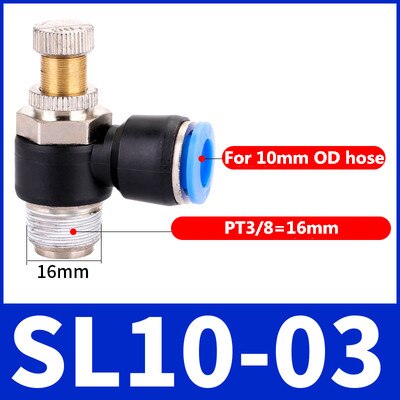Luft  sl 1/8 1/4 3/8 1/2 hastighedskontrol pneumatisk fitting drosselventil controller 4 6 8 10mm slange slange hurtig forbindelse justerbar: 10-03