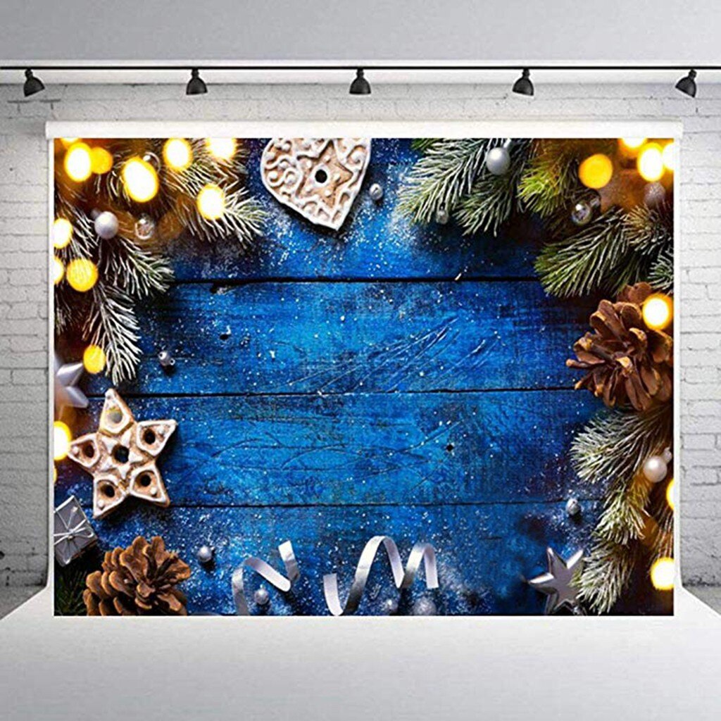 Telón de fondo de Navidad tablero de madera ligero de nieve de invierno campana con estrellas fondo de fotografía de vinilo estudio fotográfico Photophone Photozone