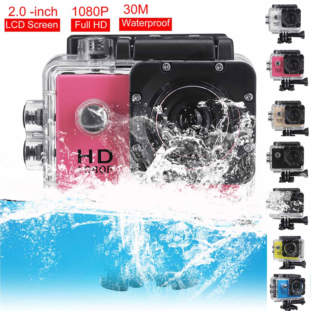 Sj4000 caméra 1080P 4K 2.0 ''étanche enregistreur LCD écran extérieur ski conduite Sport DV caméscope 2.0 pouces écran LCD