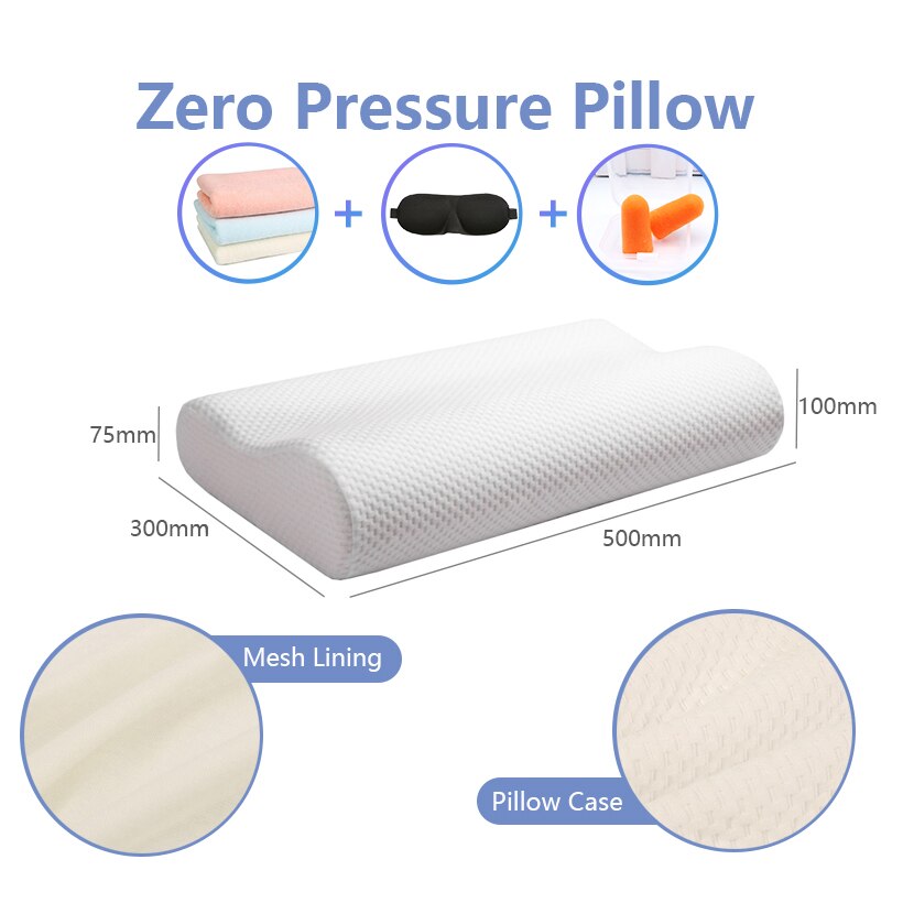 Small Memory Foam Slow Rebound Pillow Orthopedic For Neck Pain Health Care Cervical Neck Pillow cover Galaxy Homie 50x30x10/7.5: White small pillow