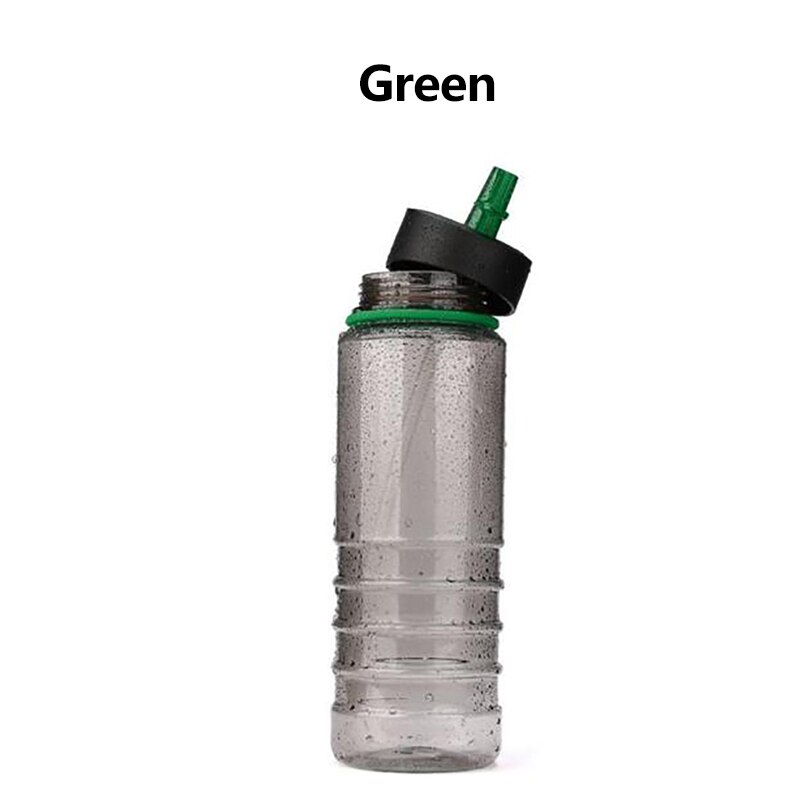 750ml udendørs kedel flip tritan halm drikke vandflaske cykel grønt bælte dække vandreture camping plast vandbæger: Grøn