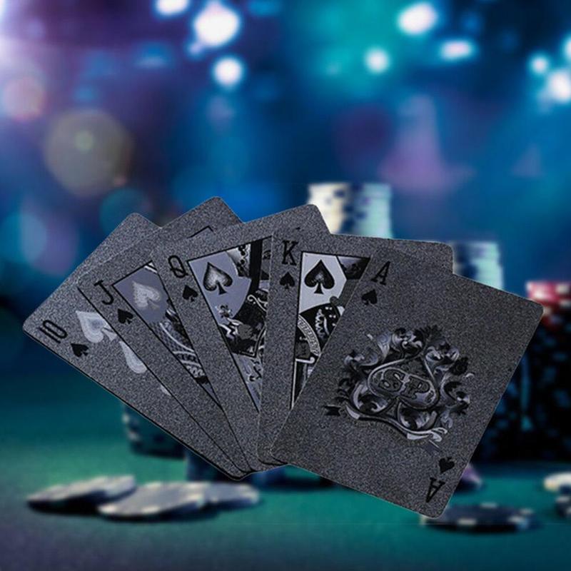 1set Black Diamond Gold Foil Poker Waterproof Game Collection Plastic Party Interactive PVC 54pcs Cards Fa N1P5