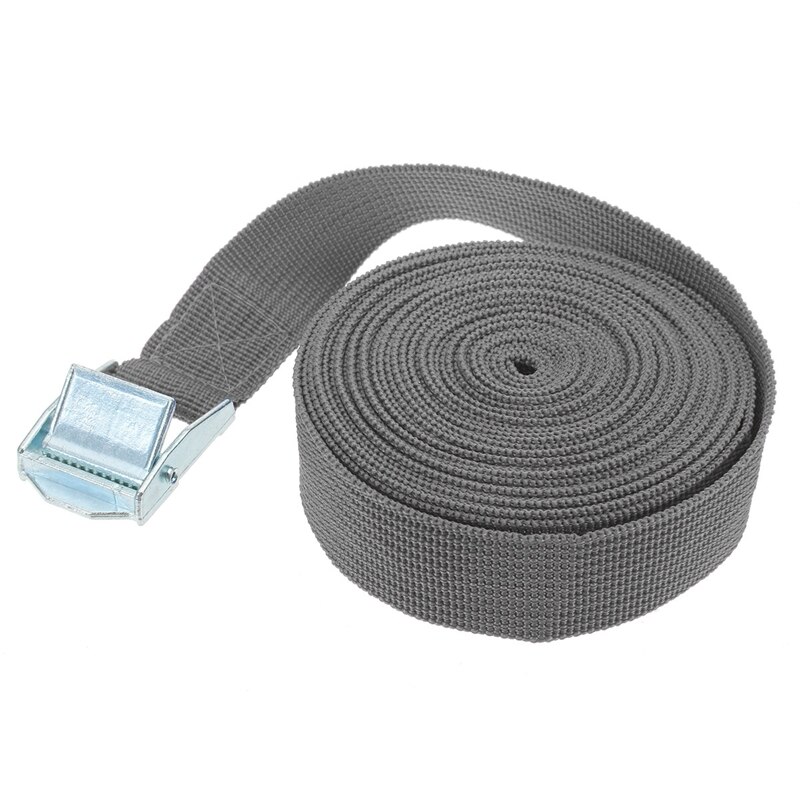 Sangle d'arrimage de corde de Tension de voiture 5M, sac de bagages, ceinture à cliquet solide, arrimage de cargaison avec tendeur de corde, boucle métallique de remorquage: Grey Binding Belt