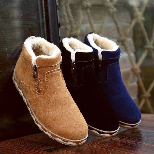 thermische antislip comfort laarzen, heren casual zip-keten mannen schoenen, studenten plus katoenen schoenen
