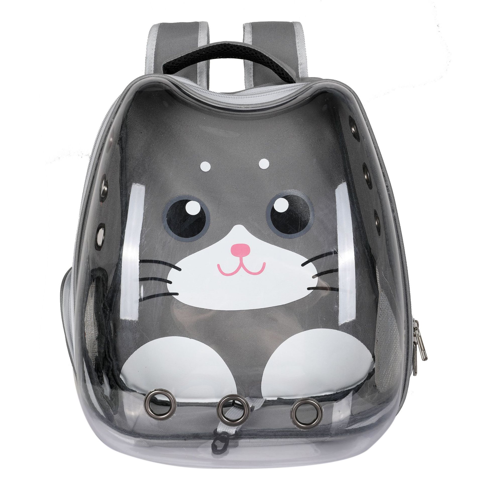 Cute Cat Carrier Bag Breathable Transparent Small Pet Carrier Dog Cat Backpack Outdoor Travel Pet Carrying Space Capsule: Grey