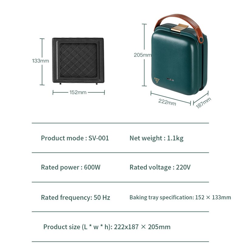 110V/220V Elektrische Sandwich Broodrooster Bakken Ontbijt Machine Licht Voedsel Wafelijzer Pannenkoek Portable Sandwichera 600W