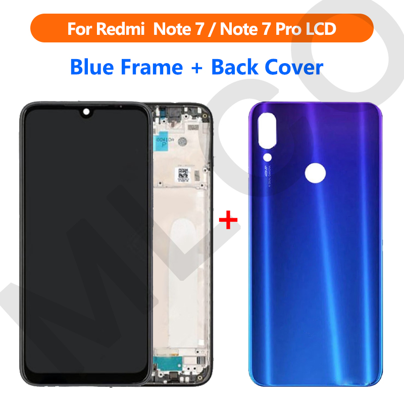100% Originele Lcd Voor Xiaomi Redmi Note 7 Lcd-scherm Vervanging Voor Redmi Note 7 Pro Lcd Touch reparatie Onderdelen: Blue Frame l Cover