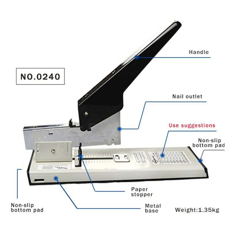 Huapuda Grote Capaciteit Papier Binding Nietmachine Heavy Duty Nietmachine Boekbinden Nieten Nietjes Handbediende Nietmachine 0100 &amp; 0240