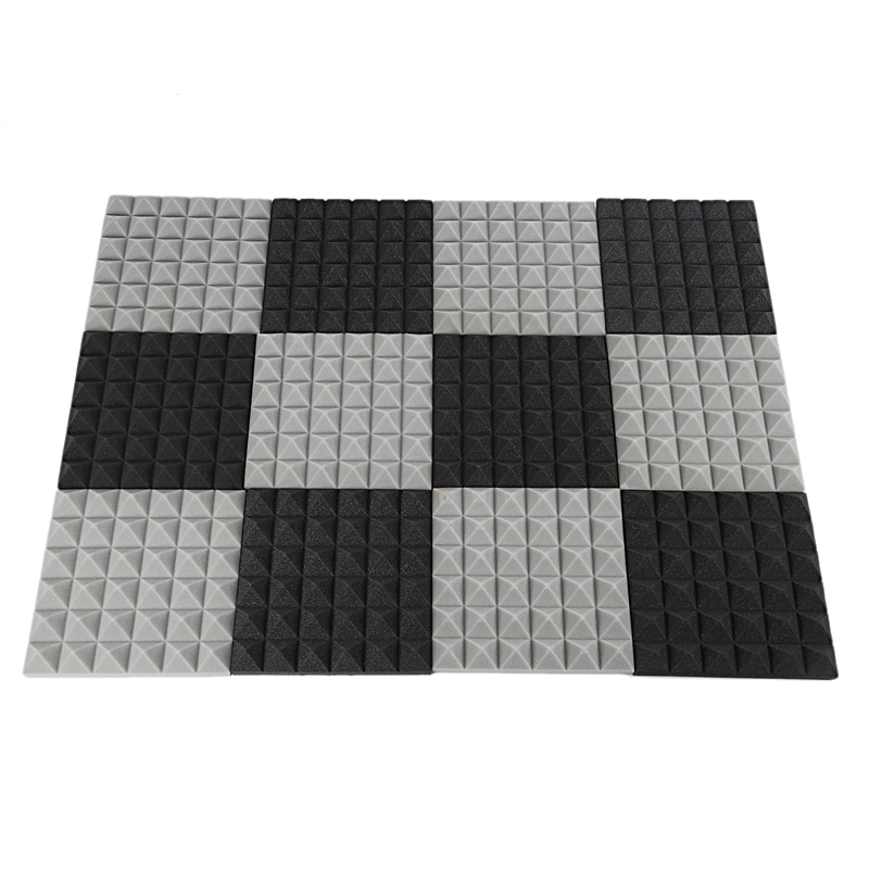 Charcoal Acoustic Foam Tiles Soundproofing Foam Panels Studio Sound Padding 2 x 10 x 10 Inch(Black+Grey): Default Title