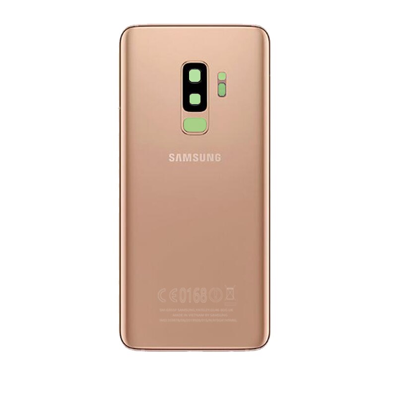 Oryginalna tylna szyba do SAMSUNG Galaxy S9 G960 G960F/S9 + S9 Plus G965 G965F pokrywa baterii obudowa na tył telefonu z obiektywem aparatu: S9 Plus Gold