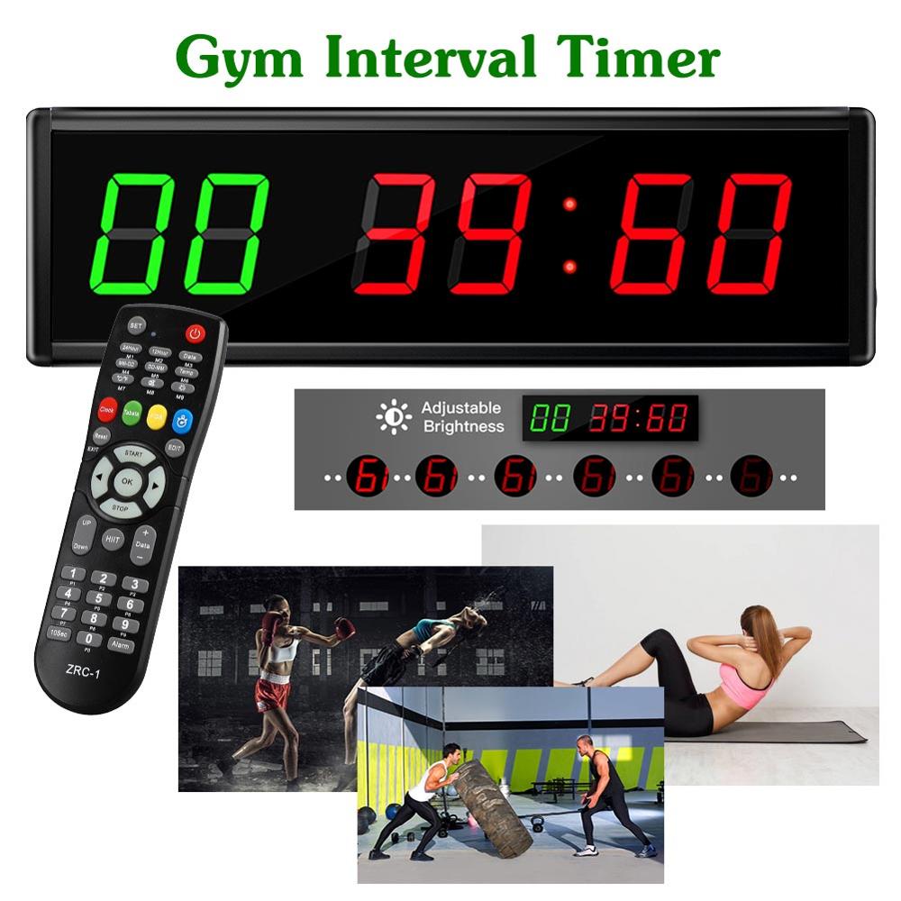 1.5inch 6 digit LED Timer Boxing GYM Crossfit tabata EMOM interval Programmable Countdown/UP stopwath Real time clock