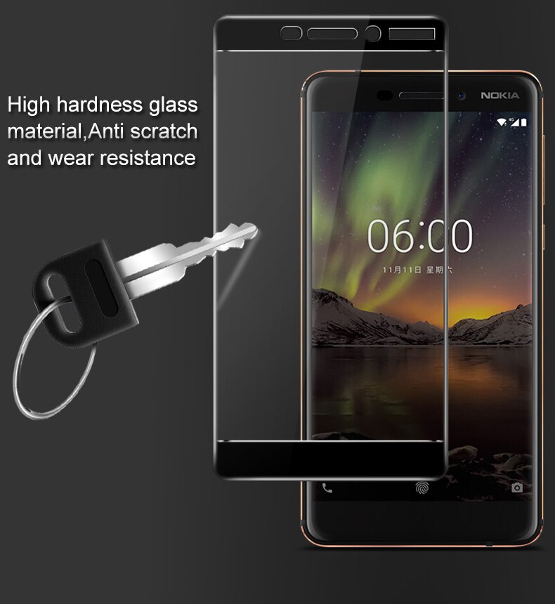 2 stks Gehard Glas Voor Nokia 6.1 Screen Protector voor Nokia 6.1 ) volledige Cover voor Nokia 6.1 TA-1043 3D Gebogen Rand Film