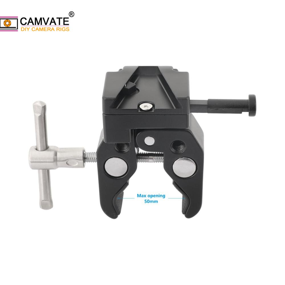 Braçadeira super genérica do caranguejo de camvate com t-punho &amp; adaptador universal da liberação rápida da montagem do v-fechamento para a montagem da bateria da câmera de dslr
