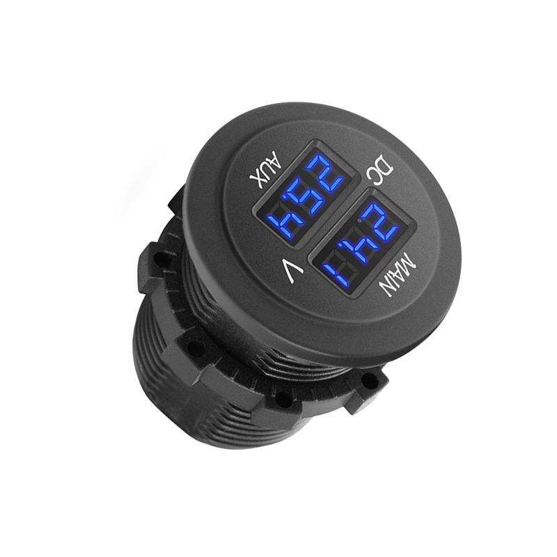 12 v 24 v AUX Wichtigsten Digitale LED Auto Voltmeter Dual Display Spannung Gauge Batterie Monitor Panel für Auto Boot motorrad