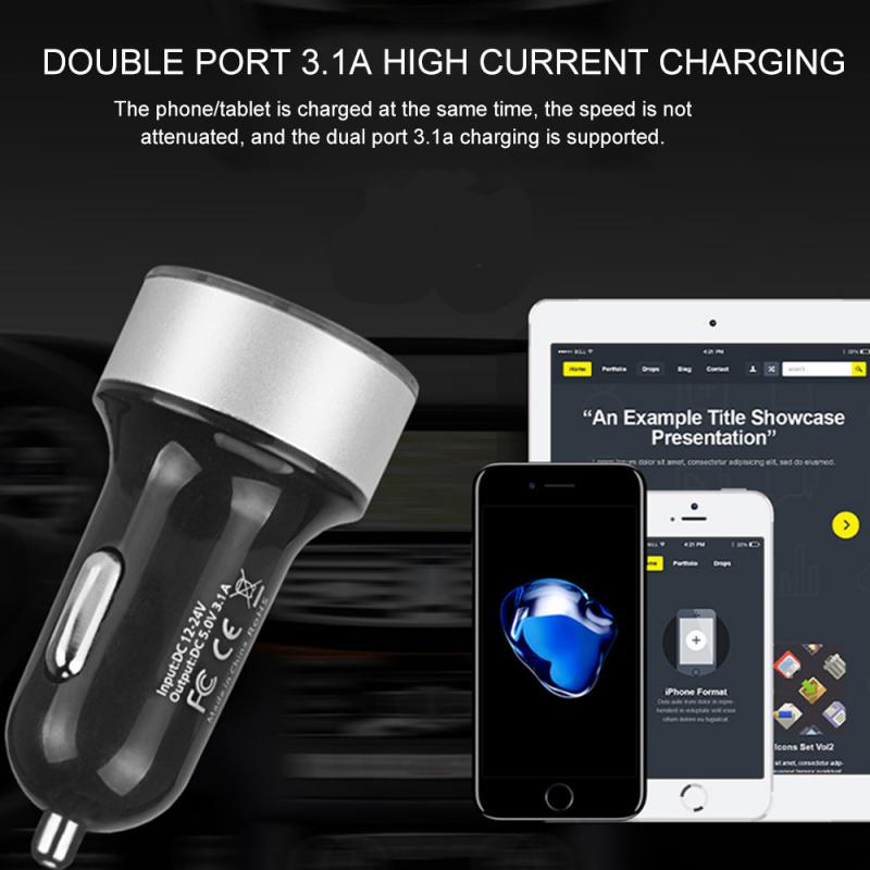 Bil dual usb oplader  qc 3.0 adapter cigarettænder led voltmeter til alle typer mobiltelefoner auto usb adapter