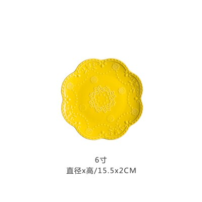 Assiette à fruits en relief chinoise, assiettes à salade, plateau en céramique, disque à Steak rose, gâteau, plat, accessoires de cuisine pour la maison, 6, 8, 10 pouces