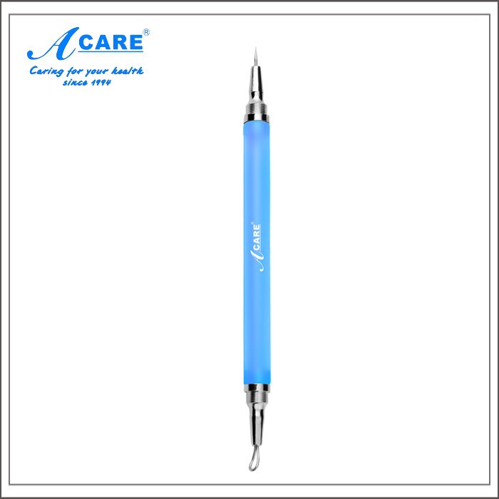 Acne Removal Needle Stainless Steel Facial Cleaning Extraction Tool Blemish Whitehead Blackhead Removal Extractor Face Care Tool: 1pc No.04 blue