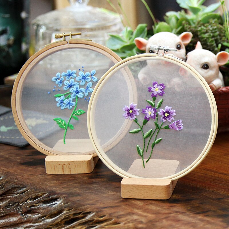 Diy broderi blomst / blad håndarbejde håndarbejde til begyndere korssting kit bånd maleri broderiramme hjem dekoration