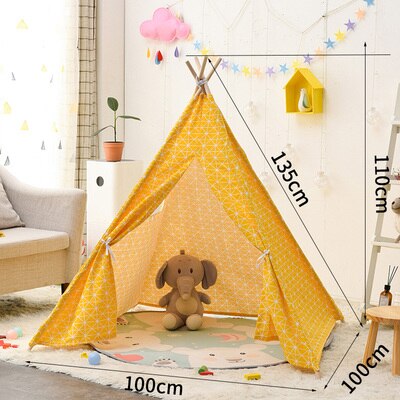 1.35M Portable Cotton Home Tipi Folding Indoor Baby Tent Toy Teepee Original Triangle Indian Kids Wigwam For Children Games: 12