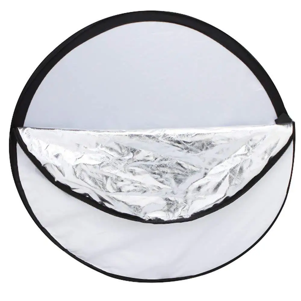 30/60/80/110 cm Draagbare 2in1 Fotografie Reflector Outdoor Opvouwbare Reflector Paneel Ronde Zacht Licht Polijstplaat