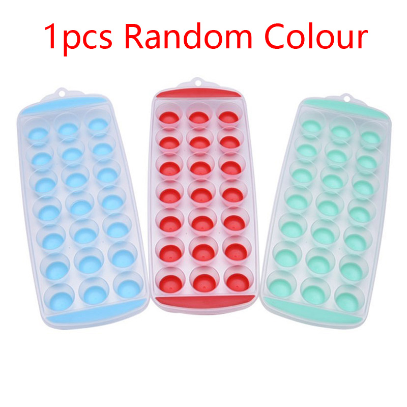 Ice Cube Tray 21 Cubes Silicone Ice Cube Maker Mold With Lids For Ice Cream Party Whiskey Cocktail Cold Drink: 1Pcs Random