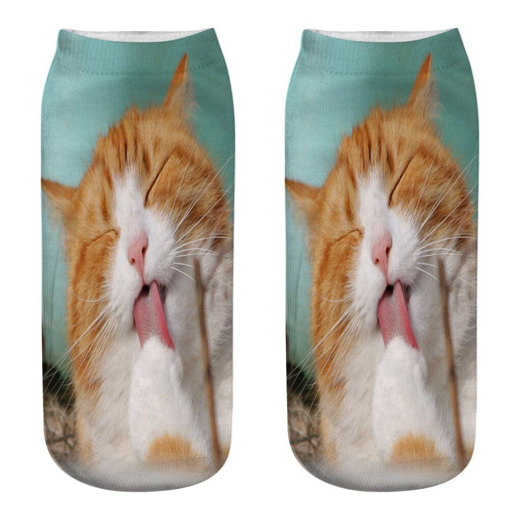 #30 Funny Socks Women Men 3d Novelty Crazy Funny Cat Ankle Socks Cute Colorful Cartoon Low Cut Socks Kobieta Skarpety: O