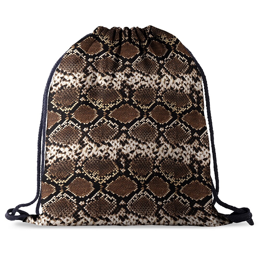 Bundel zak touw tas print slangenhuid patroon trekkoord rugzak dames heren dagelijks casual meisjes mochila knapzak vrouwelijk: Bpa 602779